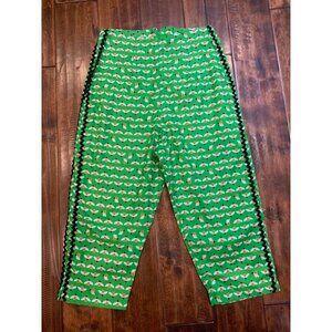 Bernie Dexter Green Ric-Rac Busy Bee Capri Cropped Pants, Size S